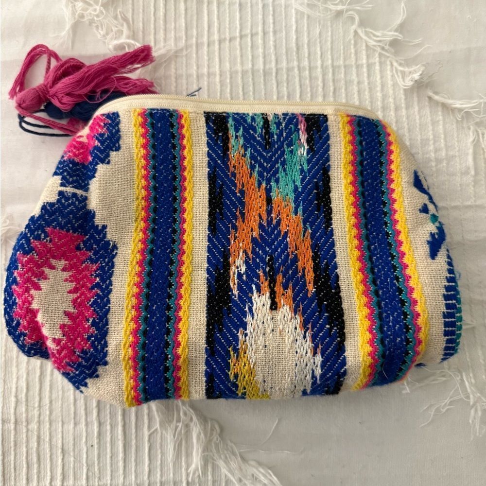 Multicolor Woven Cosmetic Bag